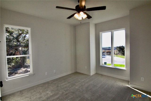 empty room with carpet and ceiling fan