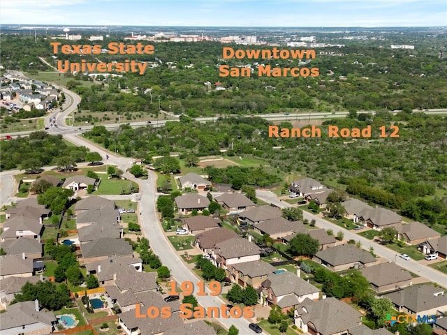 1919 Los Santos Dr, San Marcos, TX 78666 - aerial view with a residential view