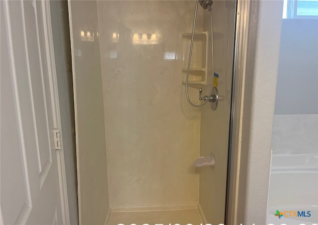 room details with a shower stall