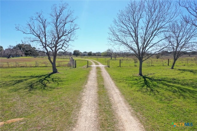 view of road featuring a rural view