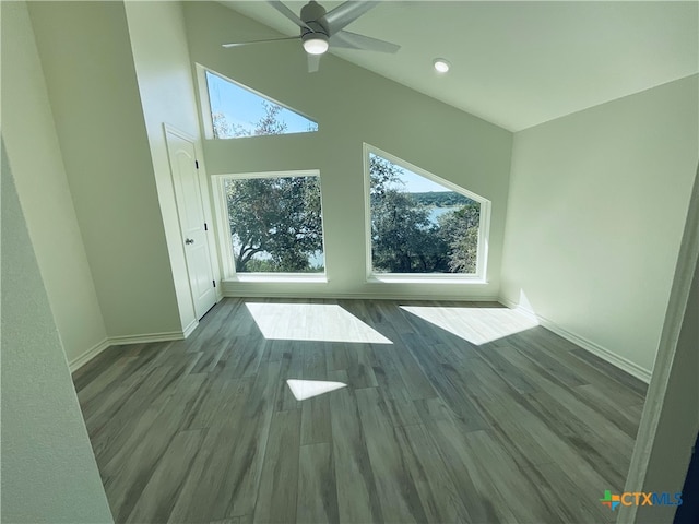 bonus room with light hardwood / wood-style flooring, ceiling fan, and vaulted ceiling