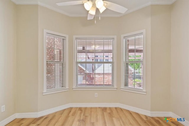 104 Twelve Oaks Dr, Temple, TX 76504 - unfurnished room featuring light wood-type flooring, ceiling fan, crown molding, and baseboards