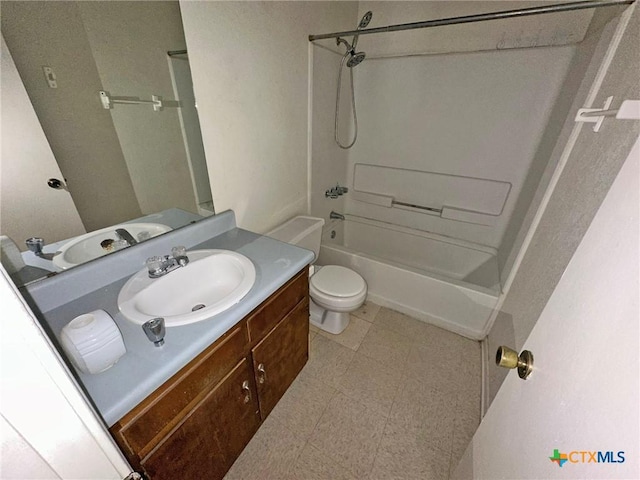 bathroom with  shower combination, vanity, and toilet