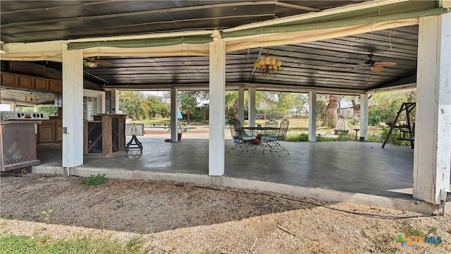 view of patio with ceiling fan