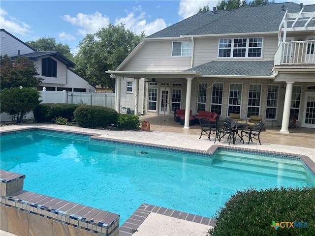 104 Woodcreek Cir, Victoria, TX 77904 - view of swimming pool with a patio and an outdoor living space