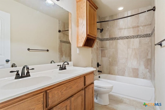 1129 Wren Cir, Copperas Cove, TX 76522 - bathroom with double vanity, shower / bathtub combination, and tile patterned flooring