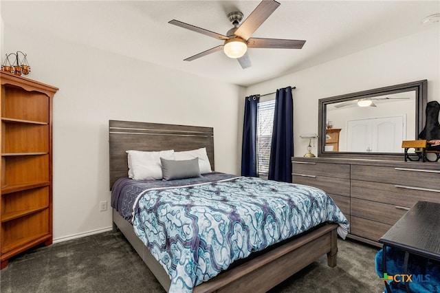 3946 Legend Pond, New Braunfels, TX 78130 - bedroom with dark carpet and ceiling fan