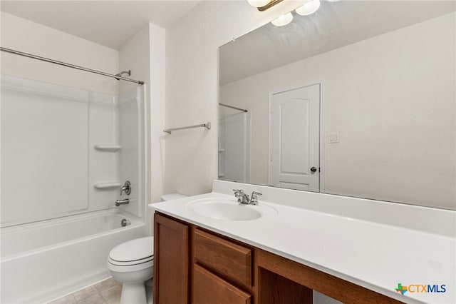 3946 Legend Pond, New Braunfels, TX 78130 - bathroom with toilet, vanity,  shower combination, and tile patterned flooring