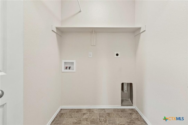 washroom with electric dryer hookup, baseboards, laundry area, and washer hookup