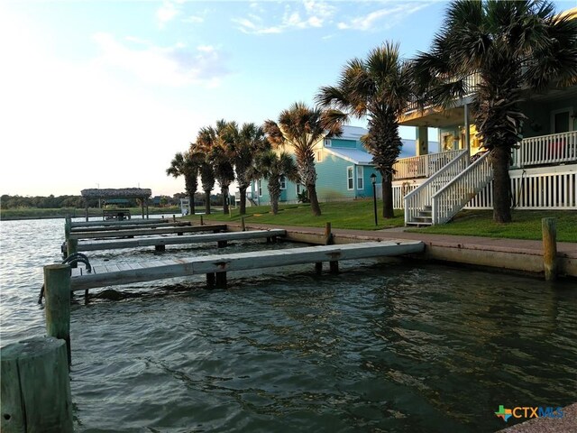 view of dock featuring a water view