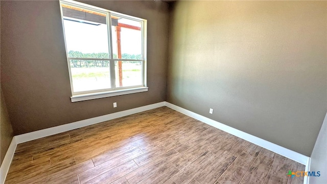 empty room with a healthy amount of sunlight and light hardwood / wood-style flooring