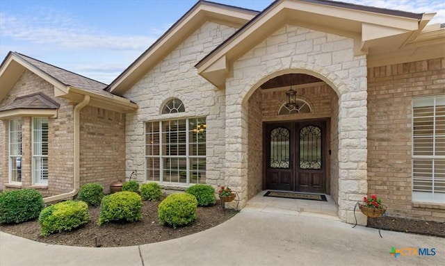 2901 Chisholm Trl, Salado, TX 76571 - doorway to property featuring stone siding and brick siding