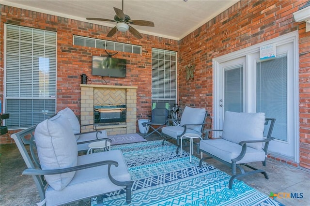 view of patio with ceiling fan