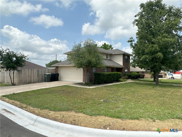 view of front facade featuring brick siding, concrete driveway, and a garage
