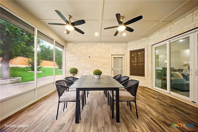 1127 Redleaf Dr, Nolanville, TX 76559 - sunroom / solarium with ceiling fan and outdoor dining space