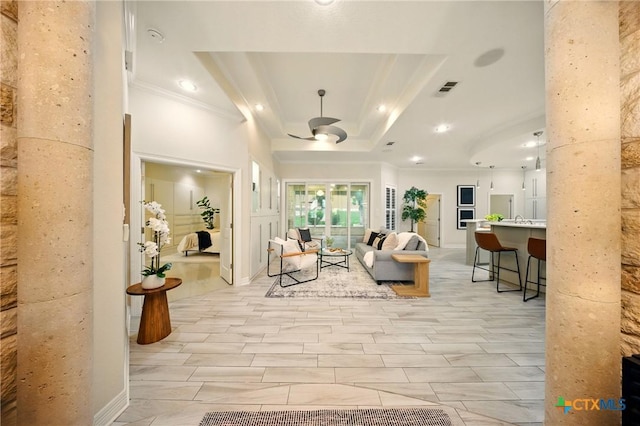 1127 Redleaf Dr, Nolanville, TX 76559 - living area featuring recessed lighting and ornamental molding