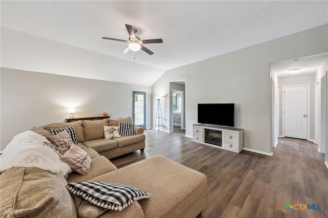 2617 Turning Creek St, Temple, TX 76504 - living room with ceiling fan, vaulted ceiling, and wood finished floors
