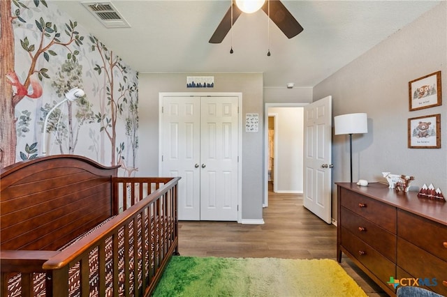 2617 Turning Creek St, Temple, TX 76504 - bedroom featuring wood finished floors, a closet, and a ceiling fan