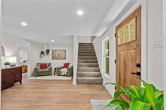 entryway with light wood-type flooring