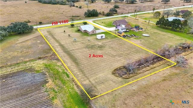 bird's eye view with a rural view