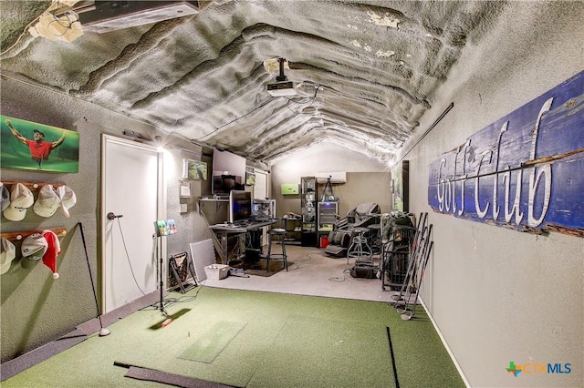 interior space featuring lofted ceiling