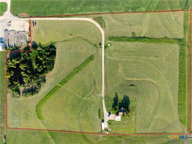 bird's eye view with a rural view