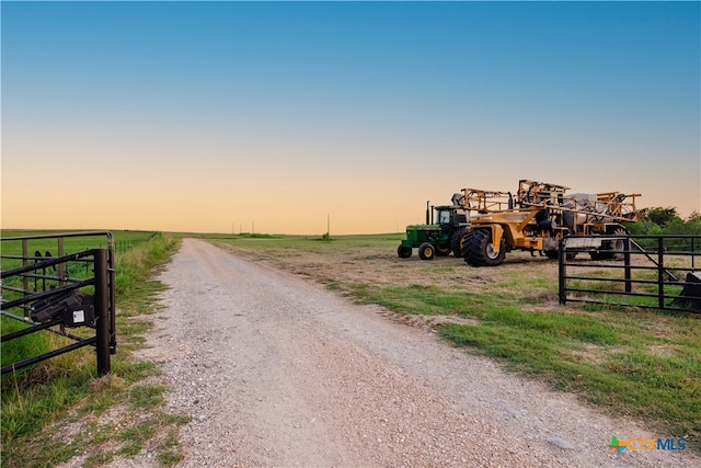 view of road featuring a rural view