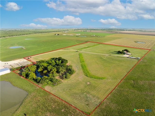 aerial view featuring a rural view