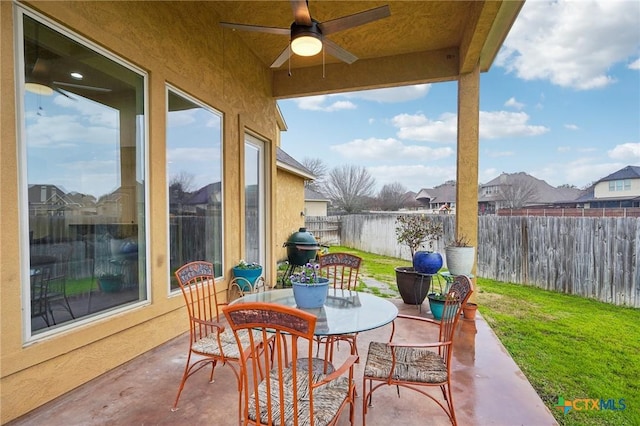 view of patio / terrace with ceiling fan