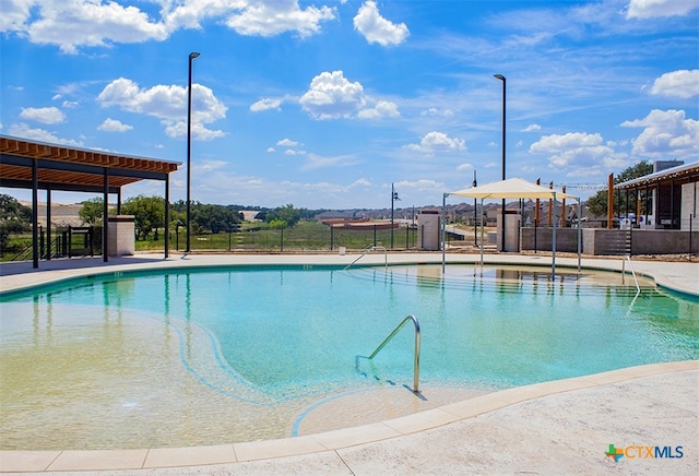 view of pool featuring a patio