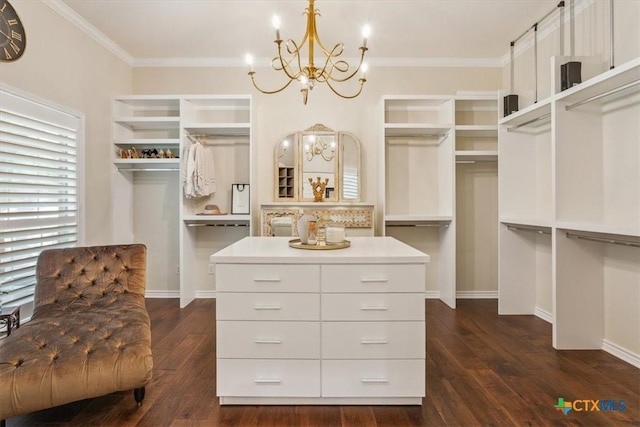 11421 Somerville Dr, Temple, TX 76502 - walk in closet featuring a chandelier and dark wood-type flooring