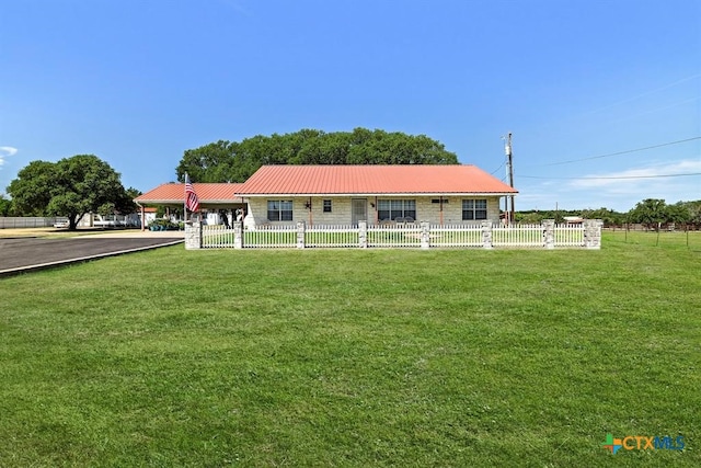 3656 Fm 2657, Copperas Cove, TX 76539 - view of front of house featuring a front lawn, a fenced front yard, and metal roof