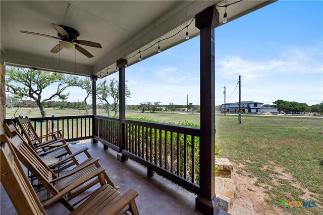 view of patio / terrace with covered porch and ceiling fan