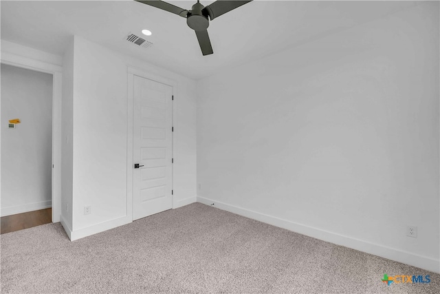 4146 Turning Leaf Dr, Nolanville, TX 76559 - unfurnished bedroom with visible vents, baseboards, carpet floors, and ceiling fan