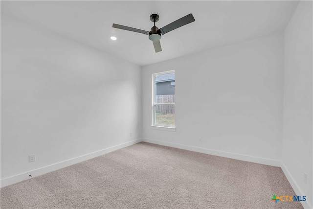 4146 Turning Leaf Dr, Nolanville, TX 76559 - spare room featuring a ceiling fan, baseboards, light colored carpet, and recessed lighting