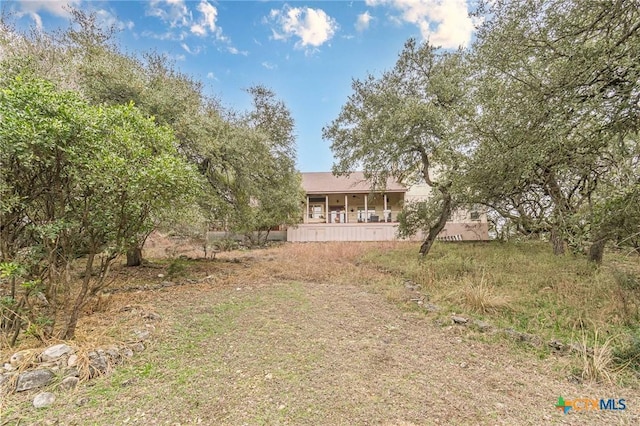 view of yard featuring covered porch