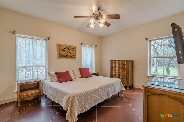 bedroom featuring ceiling fan