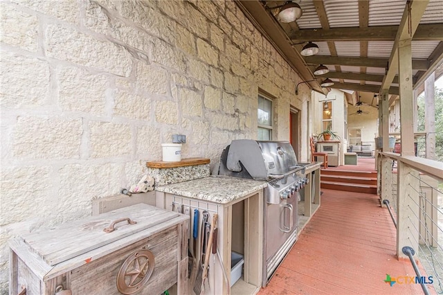 view of patio with area for grilling