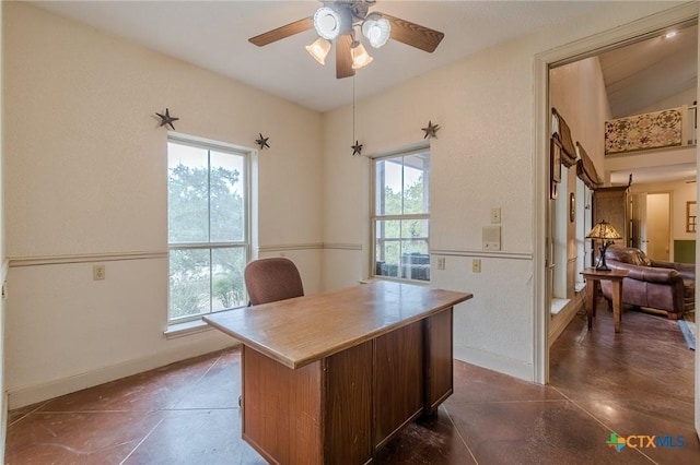 office featuring ceiling fan