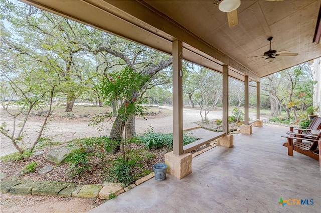 view of patio / terrace featuring ceiling fan