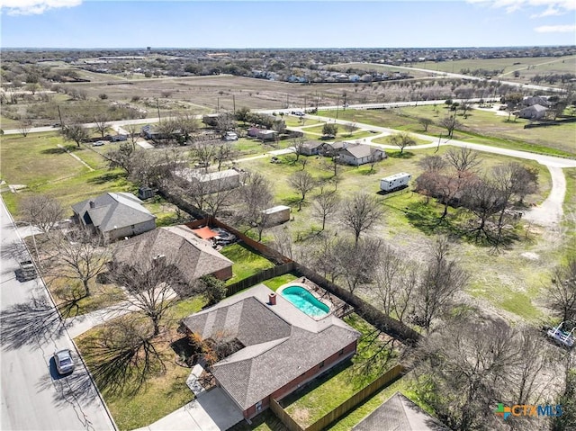 aerial view featuring a rural view