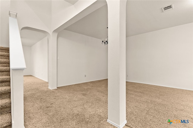 interior space featuring carpet flooring