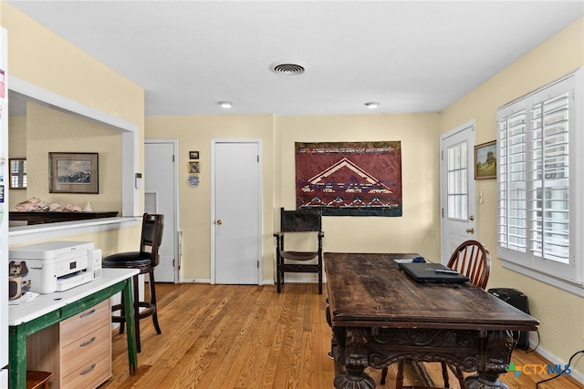 home office featuring hardwood / wood-style floors