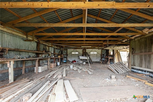 misc room with lofted ceiling