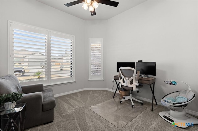 2027 Butternut Rd, Temple, TX 76502 - carpeted office space with ceiling fan and baseboards