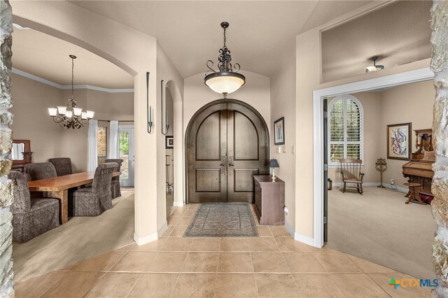 5310 River Oaks Dr, New Braunfels, TX 78132 - living area featuring carpet, a ceiling fan, and ornamental molding
