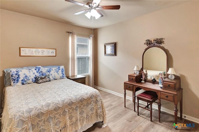 106 Cobble Stone Ct, Victoria, TX 77904 - bedroom featuring light wood-style floors, baseboards, and a ceiling fan