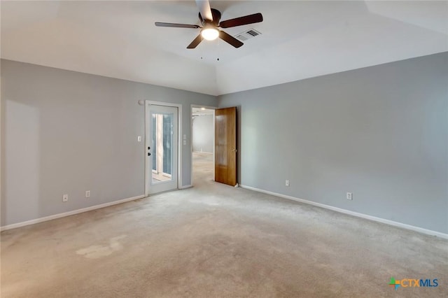 218 Sunset Dr, Victoria, TX 77901 - unfurnished bedroom featuring carpet flooring, lofted ceiling, and a ceiling fan