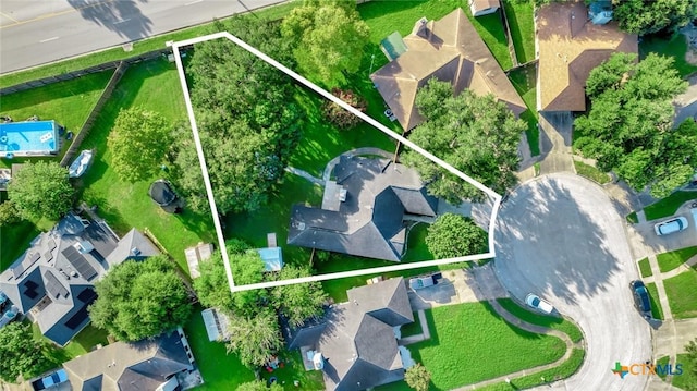 218 Sunset Dr, Victoria, TX 77901 - aerial perspective of suburban area featuring property parcel outlined