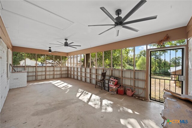 view of unfurnished sunroom